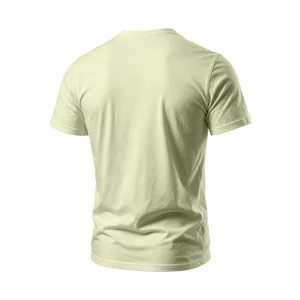 Mens casual plain short sleeve t-shirt back view detail showcasing loose fit comfort.