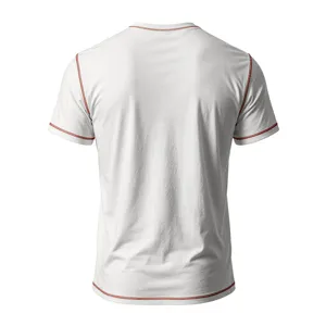 Men's white short sleeve t-shirt with red contrast stitching slim fit casual summer top