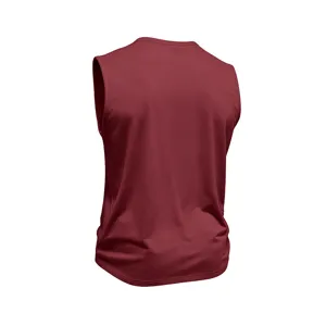Men's casual sleeveless crewneck tank top in deep red, ideal for summer workout and daily wear.