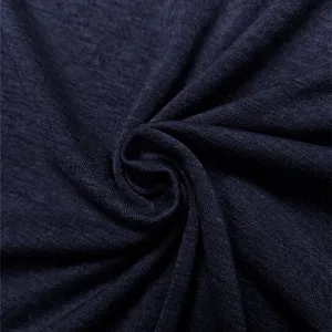 Dark blue fabric texture detail shot, showing soft cotton knit weave for men t-shirt.