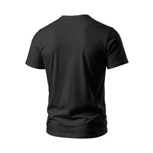 Back view detail of the solid black casual short sleeve t-shirt, simple and versatile.