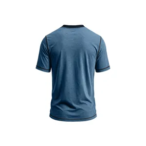 Men's casual short sleeve t-shirt back view blue summer top comfortable breathable apparel