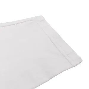 White cotton long sleeve t-shirt cuff detail, premium fabric texture and neat stitching.