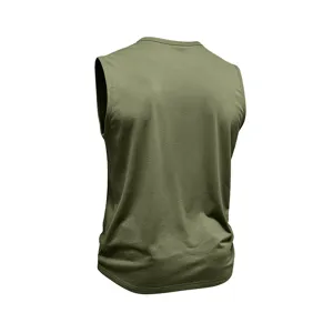 Canotta da fitness senza maniche tinta unita da uomo, top sportivo, vista posteriore.
