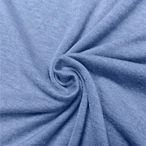 Close-up of soft blue knitted fabric texture, premium cotton blend for summer casual men t-shirt