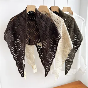 Damen Mode Hohl Gestrickt Dreieckstuch Elegant Netz Häkeln Schal Wrap Leicht Schulter Bedeckung Für Sommer Büro