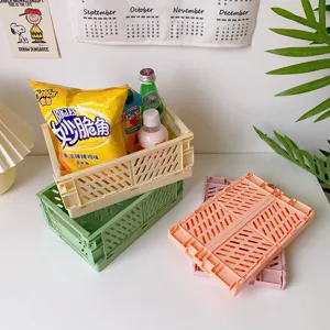 Panier de rangement en plastique pliable organisateur de bureau pour papeterie en detail