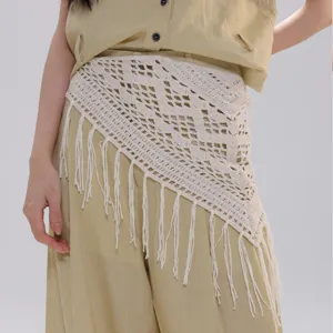 Handmade crochet tassel triangle wrap skirt boho waist chain fashion clothing accessory