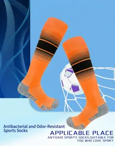 Professional soccer socks with towel bottom, breathable gradient long tube sports socks.