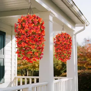 Detail view of artificial bougainvillea hanging flower ball for indoor and outdoor decor.