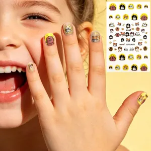 Cute Cartoon Animal Nail Stickers Waterproof Gold Stamping Cat Dog Nail Decals