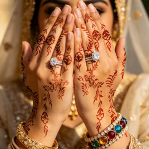 Kit de pochoir de tatouage temporaire au henné pour main de mariée indienne design.