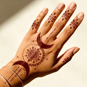 Temporary henna tattoo sticker hand finger mandala floral vine body art design decor