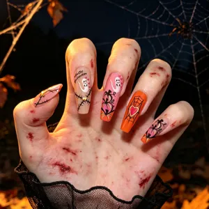 Autocollants d'ongles Halloween fantôme citrouille toile d'araignée style sombre DIY