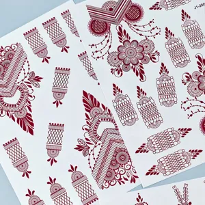 Brown henna temporary tattoo stickers for bridal wedding Mehndi floral body art waterproof 100c