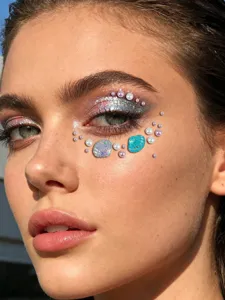 Océano concha cara gemas festival maquillaje diamantes perlas pegatinas ojos fiesta