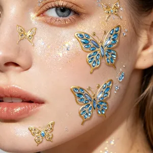 3D butterfly face gems rhinestones sticker for music festival party makeup face decorations.