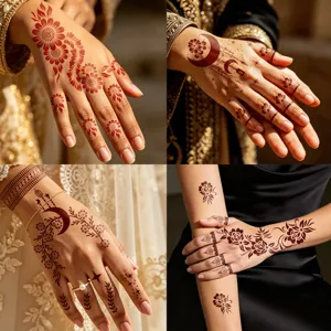 Henna tattoo templates floral vine hollow stickers for back of hand and fingers body art style
