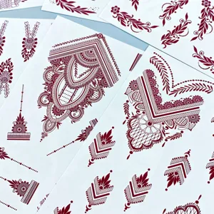 Henna temporary tattoo stickers, Indian mehndi bridal body art waterproof design sheets.