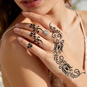 Pochoir autocollant de tatouage henna pour main art corporel motif floral temporaire.