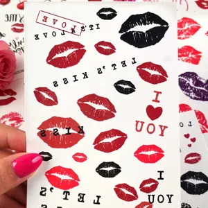 Waterproof Temporary Tattoo Stickers Red Lips Kiss Love Heart Cherry Design Sexy Body Art Party Stickers