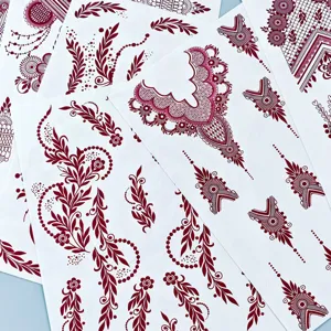 Waterproof temporary henna tattoo stickers, Indian mehndi floral body art sheet.