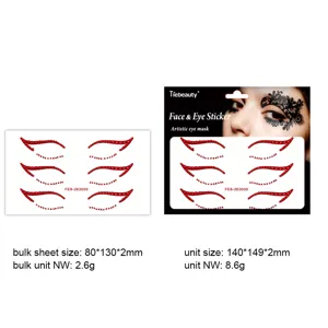 Autocollants yeux strass rouges bijoux visage maquillage festival cristaux visage art strass