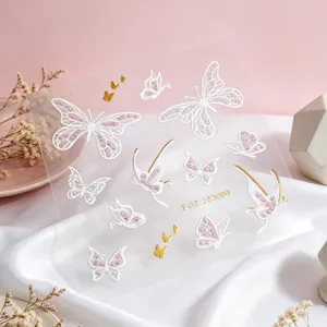 3D butterfly face rhinestone stickers sparkling pearl makeup jewels for festival party.