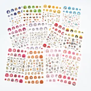 Cute cartoon animal nail art stickers detail, hot stamping cat and dog nail decals for women.