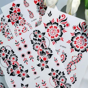 Henna temporäre Tattoos Aufkleber rot schwarz Blumen spitze wasserdicht party deko
