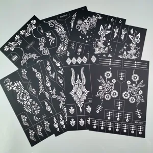 Pochoir de tatouage au henné modèle de peinture à la main autocollant pour art corporel