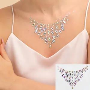 Brillante Strass Cristal Pecho Pegatina Cuerpo Joya Para Fiesta Festival Decoración