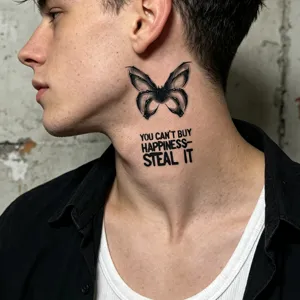 Schwarz-weiß temporäres Tattoo-Aufkleber dunkler Stil Schmetterling Zitat wasserdicht Körperkunst
