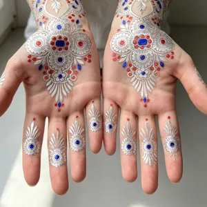 Asimi glitter henna tatoo gia xeria, leptomereia dantela gia gamos nifi stolidio.