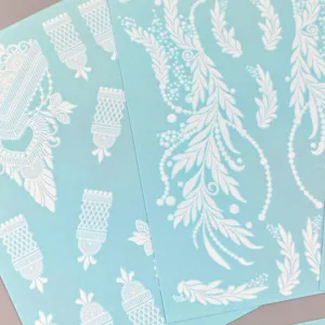 White lace temporary tattoo stickers geometric waterproof henna body art decals for party use