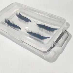 Pestañas postizas reutilizables y pegatinas de delineador en caja transparente para maquillaje diario.