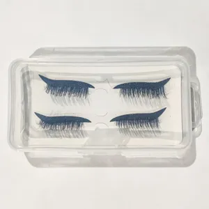 Pegatinas de pestañas postizas con delineador brillante y caja de almacenamiento clara.