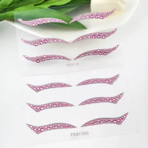 Pink rhinestone self adhesive eyeliner stickers sparkling crystal eye makeup for festival party decor