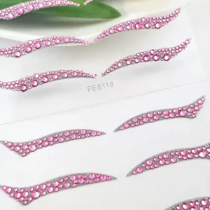 Pink rhinestone self-adhesive eyeliner stickers for party and brilliant stage makeup.