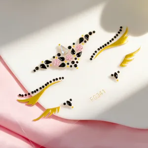 Pegatinas de diamantes de imitación para la cara negro oro cristales fiesta maquillaje