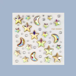 Gemas faciales de estrella y luna láser pegatinas de diamantes de imitación para festival