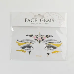 Gemas faciales negras doradas pegatinas de maquillaje de festival joyas faciales decoración