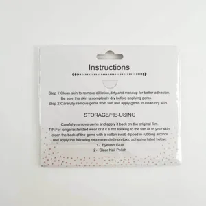 Vista detallada que muestra las instrucciones paso a paso para pegatinas de strass facial.