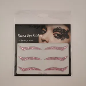 Pink crystal rhinestone eyeliner stickers face sparkle gems for party stage makeup.