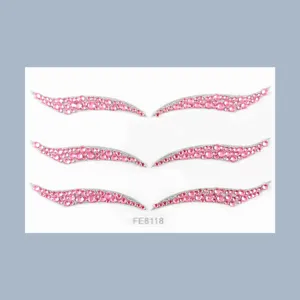 Pink rhinestone self-adhesive eyeliner stickers for party stage makeup and eye decoration