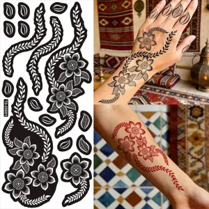 Set de pegatinas de tatuaje temporal diseño de vid floral arte corporal tatuajes realistas