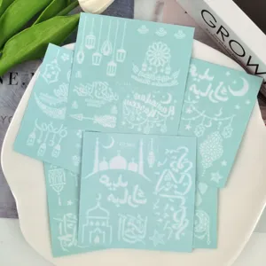 Tatouages temporaires Ramadan Eid autocollants henné blanc art corporel fête islamique