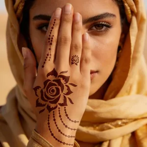 Henna Tattoos Schablone Aufkleber mit Rosenblüten Design für Party und Festival Deko Art.