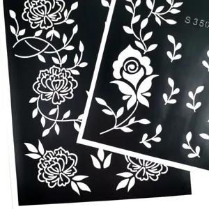 Hollow floral henna tattoo template sticker set for DIY body art painting and airbrush designs.