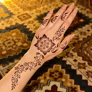 Waterproof henna tattoo sticker floral hand back temporary body art design long lasting.